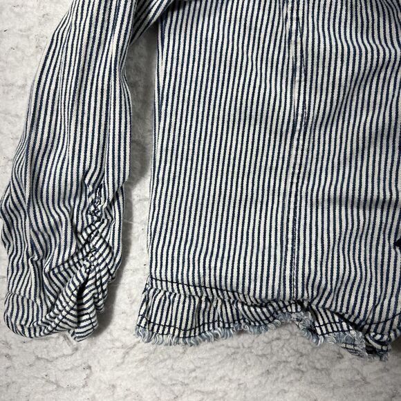 Disney D-Signed Girls Large Blue & White Striped Button Front Denim Jacket - Picture 6 of 12